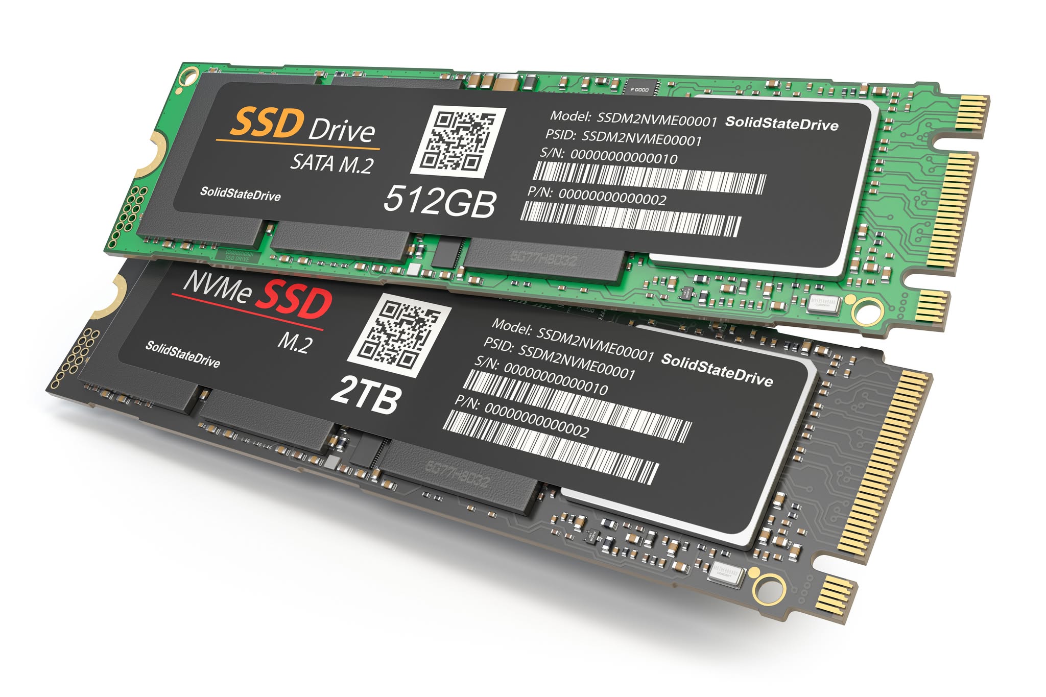 Comparación visual de unidades SSD M.2 SATA y M.2 NVMe